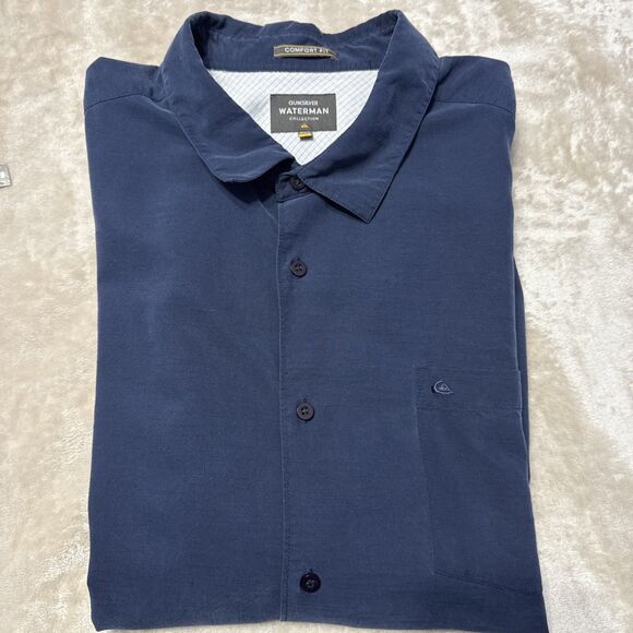 Quiksilver Men's XX Large Waterman Collection  Shirt Navy  Short Sleeve - Picture 1 of 12